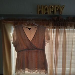 Torrid Sheer Cream Polka Dot (Dotted Swiss) Blouse